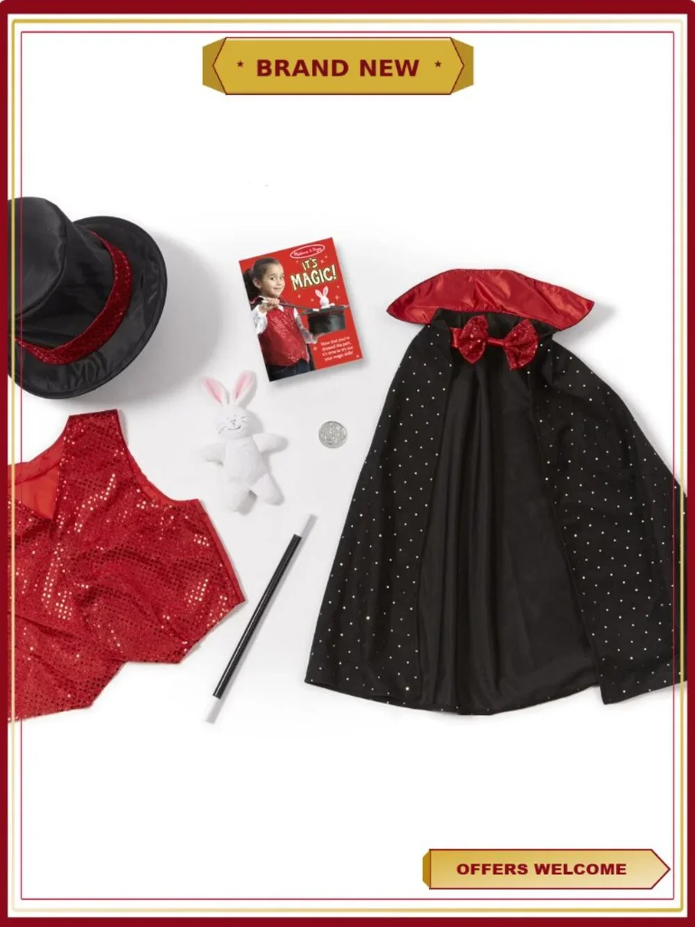 Magician Costume Role Play Set Hat Cape Wand Magic Tricks